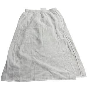 NWT J. Crew Skirt Pull On Gauze Cotton Knee Length Womens Size XS White Resort